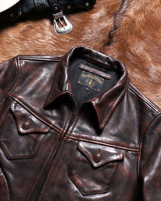 Vegetable-tanned cowhide farmer jacket burgundy
