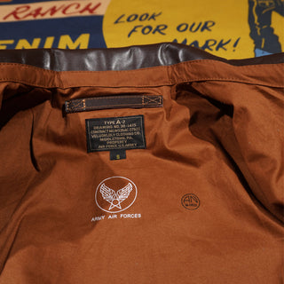 Tea core horsehide A-2 flight jacket
