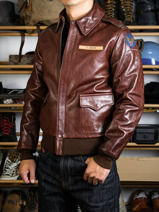 V. Hilts A2 Flight Leather Jacket - Brake House - Seal Brown - 4