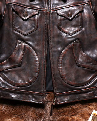 Vegetable-tanned cowhide farmer jacket burgundy