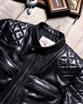 Italian vegetable-tanned calfskin cafe racer black