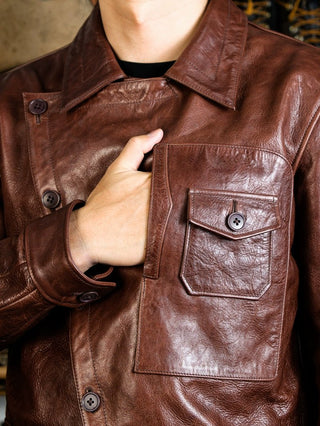 Aviator Leather Jacket - Brake House - Amber brown - 4
