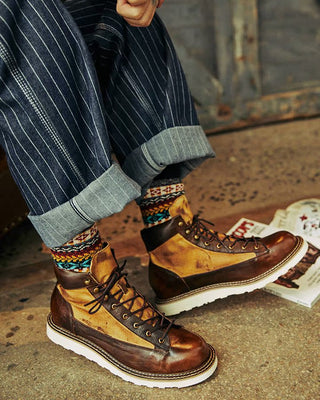Canvas & leather two-tone motorcycle boots 1953