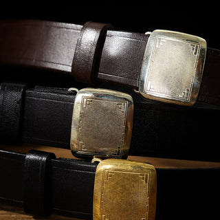 Plaque Buckle Leather Belt