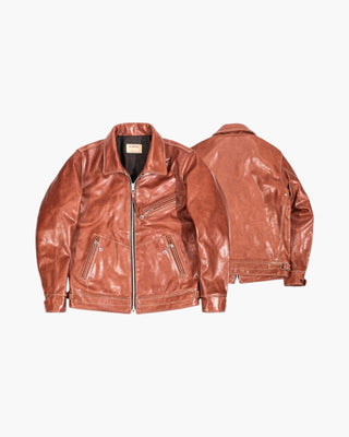 Mulholland Leather Motorcycle Jacket - Havana/brown color