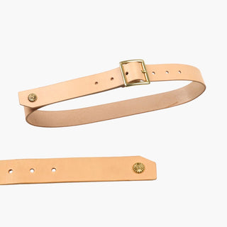 Brass Buckle Vegetable-Tanned Leather Belt