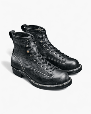 Short - face Leather Motorcycle Boots 7301 - Brake House - Coarse Grain Leather - VIBRAM sole - 19