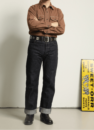 Great Victory 1940s 14oz Raw Selvedge Denim - Brake House - Indigo - 11