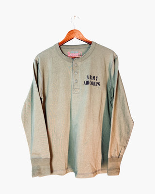 WWII USAC long sleeve henley shirt - Brake House - khaki - 1