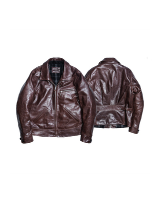 “Pasadena” 1930s Half Belt Single Sports Leather Jacket