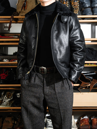 N-1 Deck Leather Jacket - Brake House - Black - 07