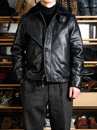 N-1 Deck Leather Jacket - Brake House - Black - 09
