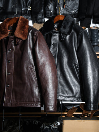 N-1 Deck Leather Jacket - Brake House - Black and Brown - 25
