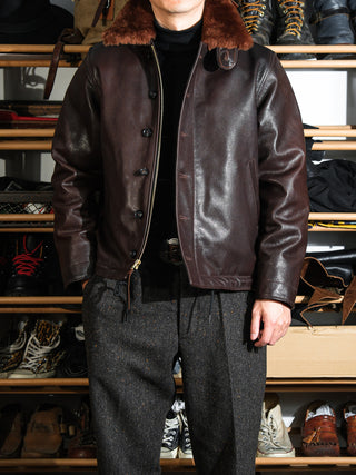 N-1 Deck Leather Jacket - Brake House - Brown - 08