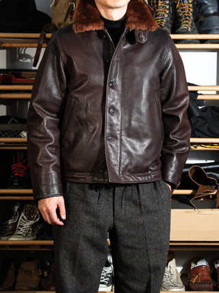 N-1 Deck Leather Jacket - Brake House - Brown - 10