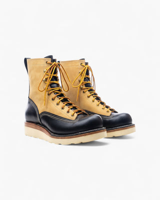 Two - tone Short - face Leather Motorcycle Boots 7303 - Brake House - Black & Beige - 2